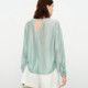 Wandian 2026 summer ຜະລິດຕະພັນໃຫມ່ Mambo ສີຂຽວ pullover ເສື້ອຍືດແຂນຍາວບາງໆແບບສະບາຍໆ 1252H21RS4