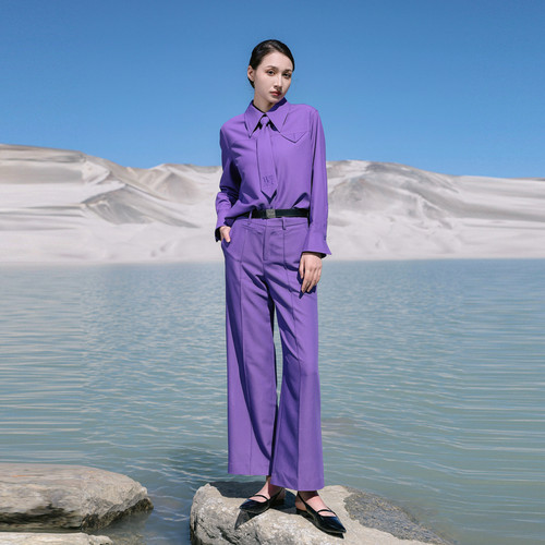 婉甸2025罗兰紫长袖衬衫简约风H型1241S07MS2 - 图1