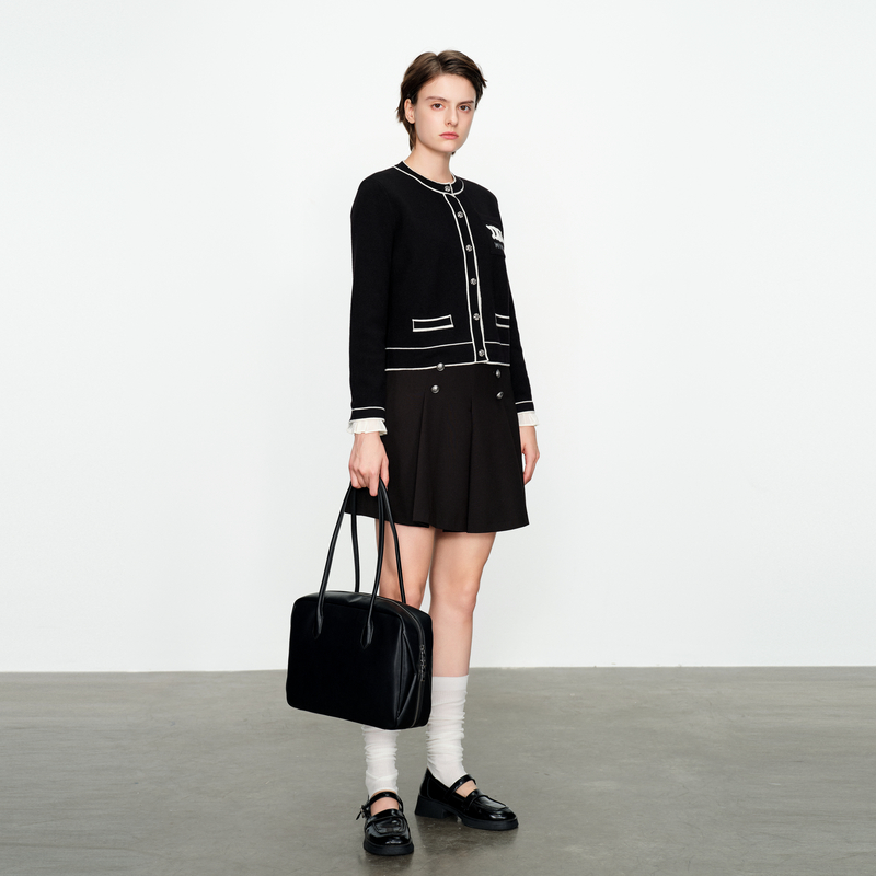 婉甸2025黑色短裙百搭风高腰半身裙1241K15XS4YX