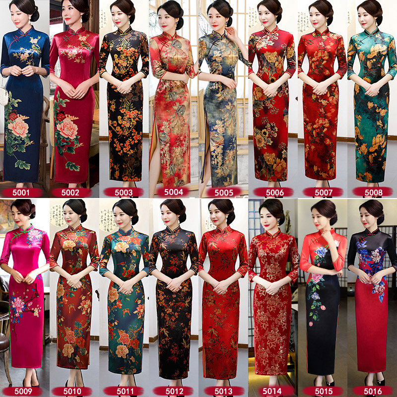 金丝绒长款改良版喜婆婆高贵连衣裙 播杉旗袍