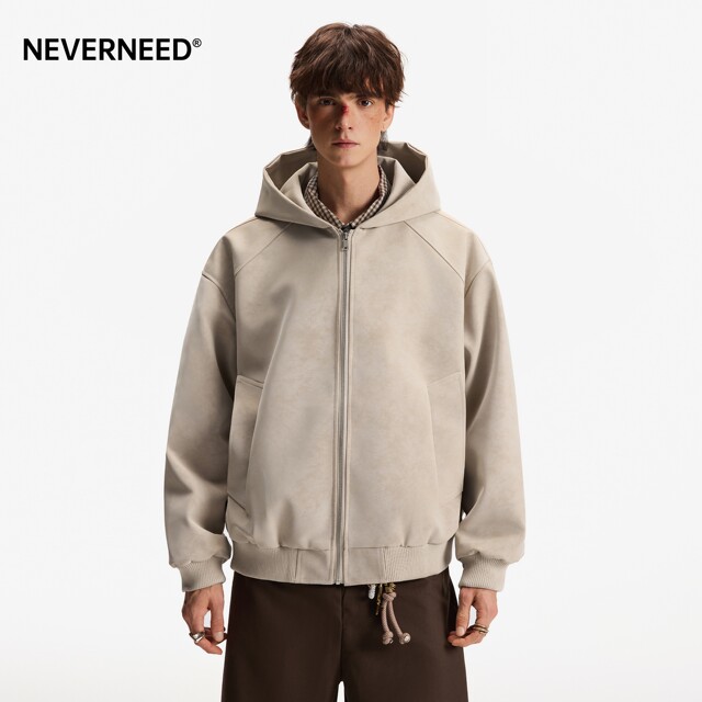 NOVERNEED marble dark pattern jacket ຫນັງ PU ສໍາລັບຜູ້ຊາຍ