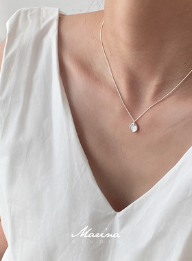 Marina｜小众设计火彩欧泊石项链 通体s925纯银轻奢颈链女锁骨链