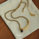 French style black gold braided tiger eye stone retro Maillard necklace clavicle chain niche high-end women