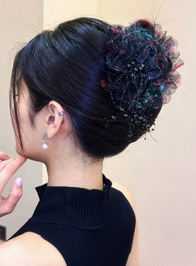 牡丹花苞抓夹女后脑勺显发量2025新款韩版鲨鱼夹头饰发夹女高级感