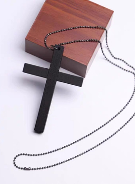 哥特朋克大号十字架木质项链毛衣链  修女十字架神父教父服装配饰