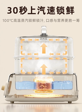 BRUNO不锈钢电蒸锅多功能大容量蒸炖一体锅全钢蒸箱家用蒸汽锅
