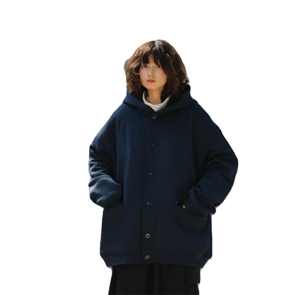 阿于呆日系春秋连帽华夫格重磅开衫女宽松休闲夹克纯色外套男卫衣,淘宝优惠券,粉丝福利购,淘宝优惠卷