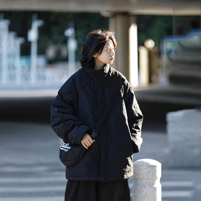 阿于呆冬季90白鸭绒加厚保暖立领羽绒服男宽松字母挎包简约外套女,淘宝优惠券,粉丝福利购,淘宝优惠卷