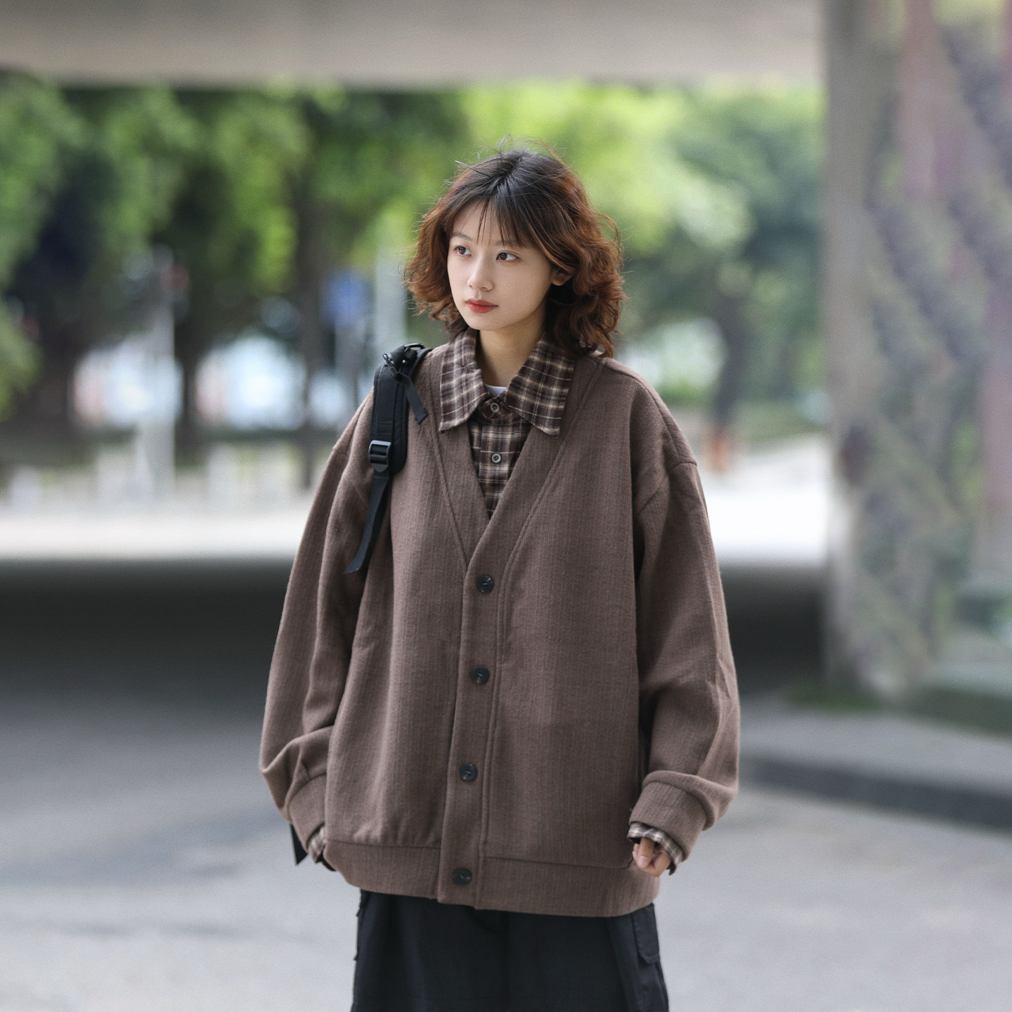 阿于呆美式复古假两件开衫毛衣外套男秋冬宽松叠穿百搭针织上衣女,淘宝优惠券,粉丝福利购,淘宝优惠卷