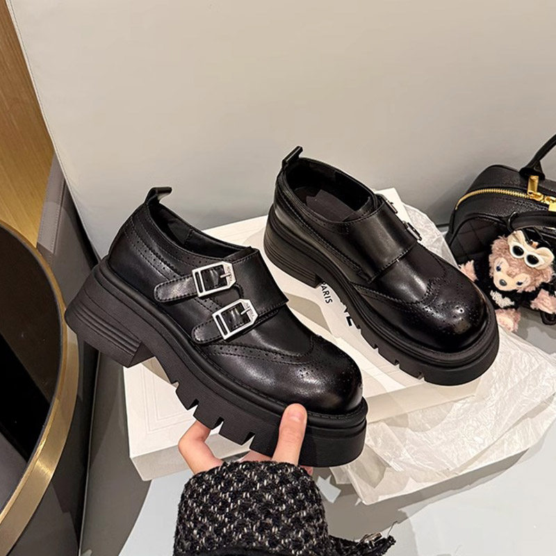 小羊轻奢英伦风厚底小皮鞋女雕花布洛克德比鞋双搭扣真皮孟克单鞋,淘宝优惠券,粉丝福利购,淘宝优惠卷