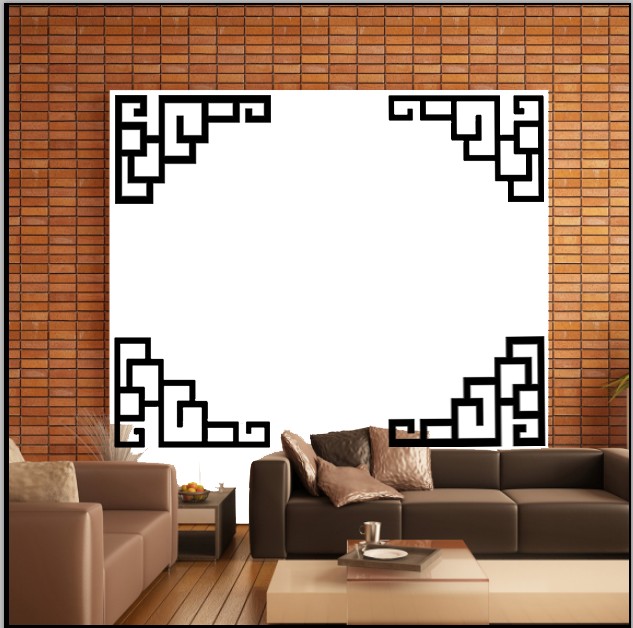 青花瓷中式对角边框花边墙贴幼儿园教室木门窗户装饰玻璃橱窗贴纸 - 图1