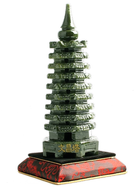 玄友天然玉石九层塔文昌塔9层绿色青玉13层摆件十三层玉塔工艺品