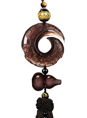 YWU轻奢汽车挂件新车礼物高端黑曜石车载高端玉石后视镜吊坠装饰