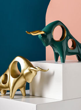 INSAHO势不可挡金牛摆件新年乔迁之喜搬家礼物办公室客厅工艺品开