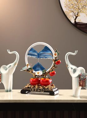 京礼好物聚财纳福流沙画沙漏摆件高档客厅工艺品玄关装饰乔迁之喜