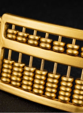 狮奥利兴精打细算黄铜如意算盘摆件铜如意吉祥算盘家居装饰品办公