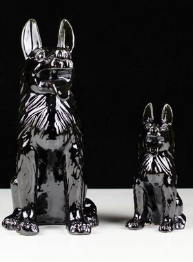 狗摆件陶瓷狗工艺品生肖摆件狼狗SN5014中号旺财狼狗黄色高33cm