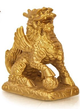 天御阁铜麒麟摆件一对纯铜财富麒麟招财摆件工艺品家居客厅玄关卧