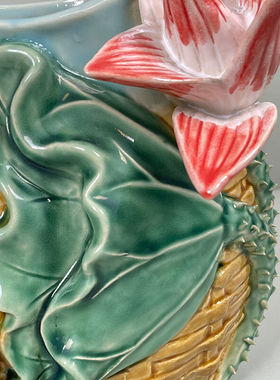 美陶蟹萝荷花插陶瓷摆件古典创意工艺品乔迁新居礼品客厅装饰花瓶