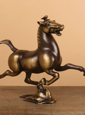 铜魂古匠黄铜马踏飞燕摆件铜奔马超龙雀家居客厅摆设马摆件生肖马