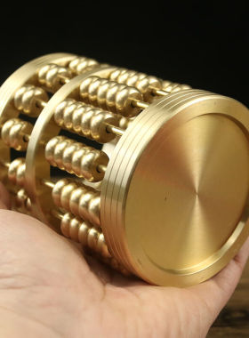 笔筒黄铜算盘室桌面轻风感创意感用收纳大容量颜值礼物个性复古黄