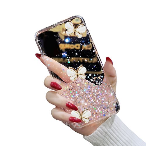 透明奢华水钻蝴蝶适用OPPORENO6PRO十+手机壳女款网红潮款reno5手机外壳女2021新款个性曲屏带挂绳opop5g加r6 - 图3