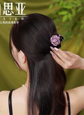 其他抓夹塑料气质花朵鲨鱼夹玫瑰