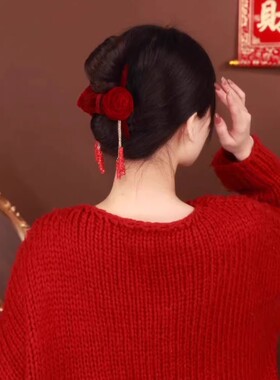 其他抓夹亚克力国风红玫瑰鲨鱼夹