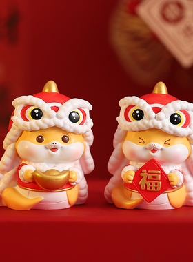 国潮醒狮蛇宝手机支架吉祥物礼物