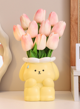 奶油风无语兔花瓶摆件