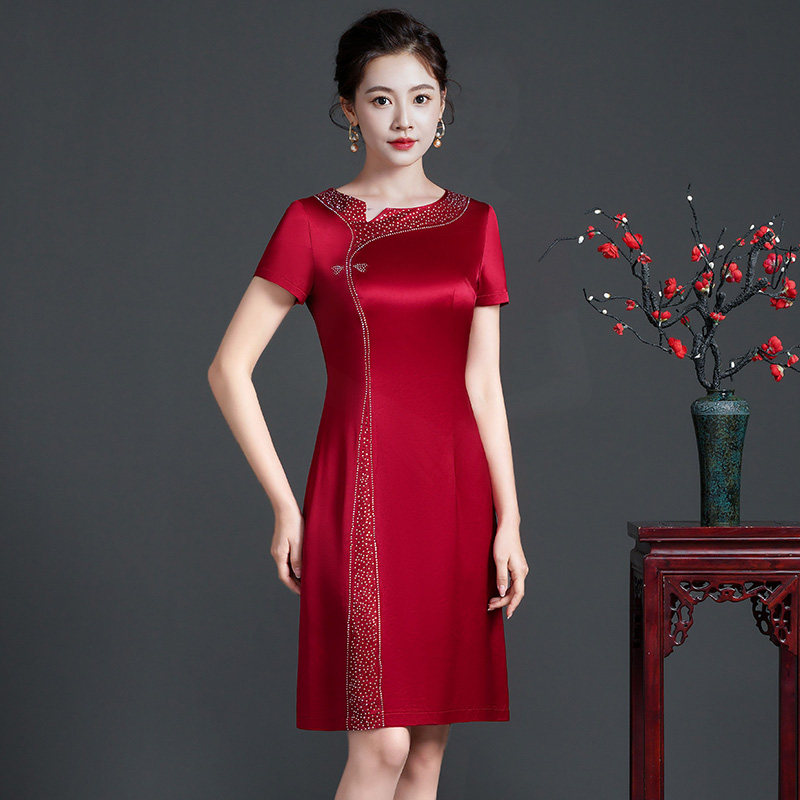 喜婆婆小个子洋气婚宴妈妈礼服夏款高端大气结婚丈母娘旗袍连衣裙