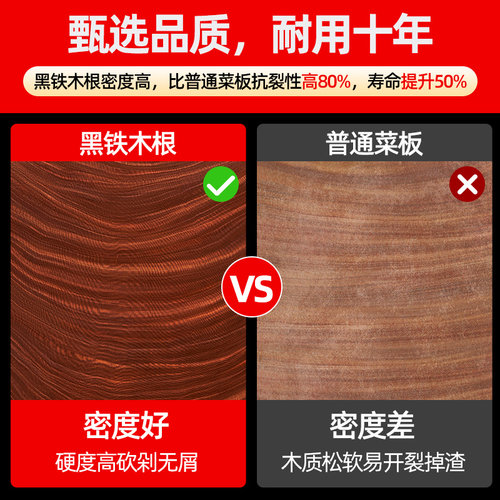 正宗黑铁木砧板旗舰店切菜板家用抗菌防霉实木菜墩占粘板案板刀板 - 图2