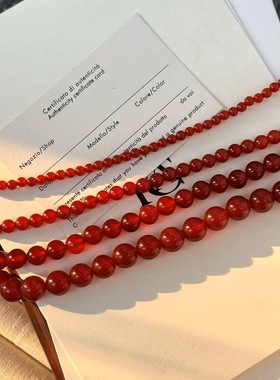 AIDOSTUDIO天然红玛瑙串珠项链