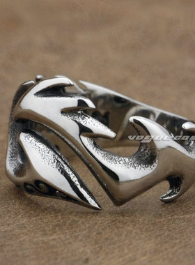 火焰复古图腾饰品钛钢戒指
