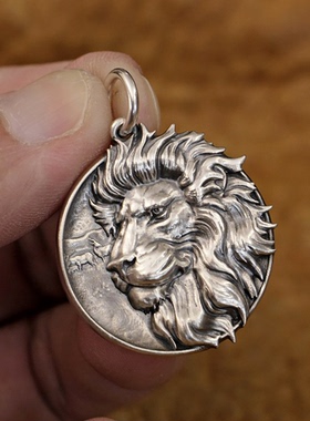 男士925银浮雕狮子王吊坠