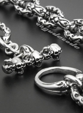 复古摇滚风心心相印钛钢项链