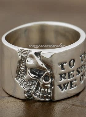 时尚男款座右铭925潮朋克风戒指