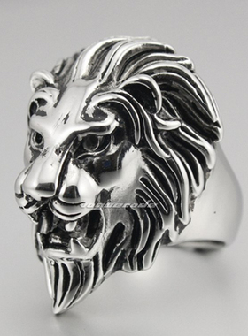 时尚风狮子头钛钢戒指