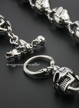 霸气风骷髅头钛钢项链饰品