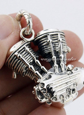 朋克风潮骑士摩托引擎纯银吊坠 时尚个性机车发动机吊坠男925银饰