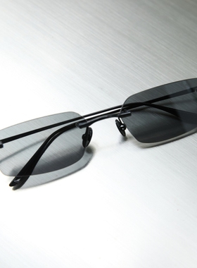 时髦复古千禧风长方形无框墨镜