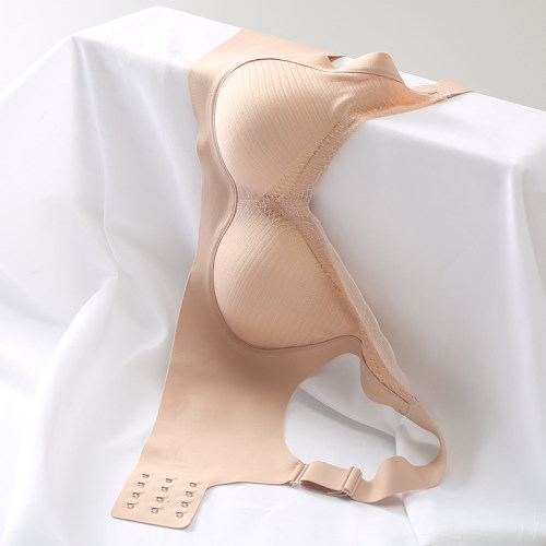 日本原单乳胶反重力内衣无痕宽肩带聚拢调整型收副乳舒适蕾丝文胸 - 图3