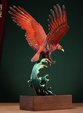 大明铜匠黄铜老鹰摆件雄鹰大鹏展翅上司升职办公室工艺品公司店铺