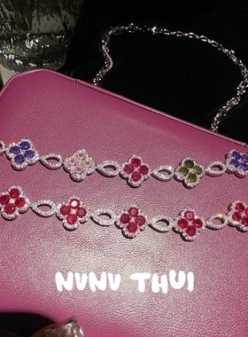 仲夏夜之梦繁花满钻四叶草手链时尚长方锆石项链复古蛋形星星耳环