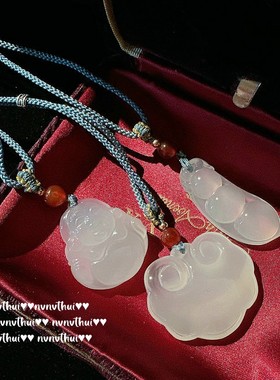 冰透国风人工白玉髓新中式项链气质水灵白月光荔枝冻祥云抽绳颈链