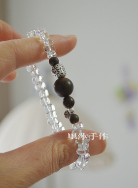 白水晶沉香925银手链百搭礼物