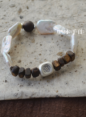 淡水珍珠沉香925银手链女款