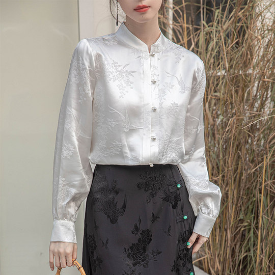 Nuevos tops de estilo chino, camisas con cuello levantado para mujer