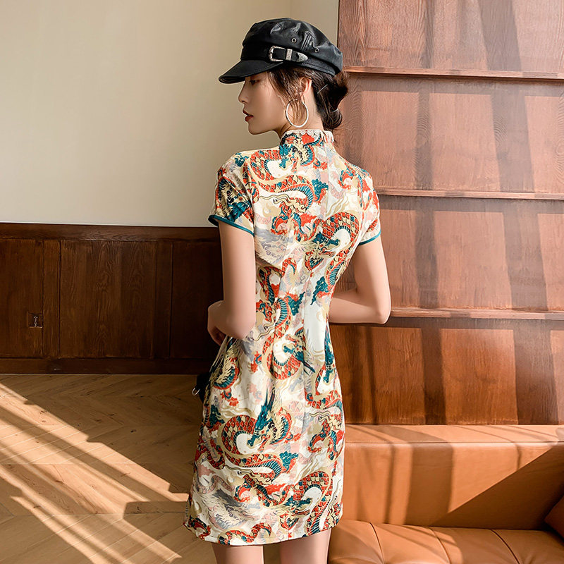 少女旗袍复古国潮中国风短款连衣裙 惜淑旗袍