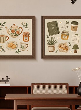 中古风三餐四季餐厅桌客厅装饰画